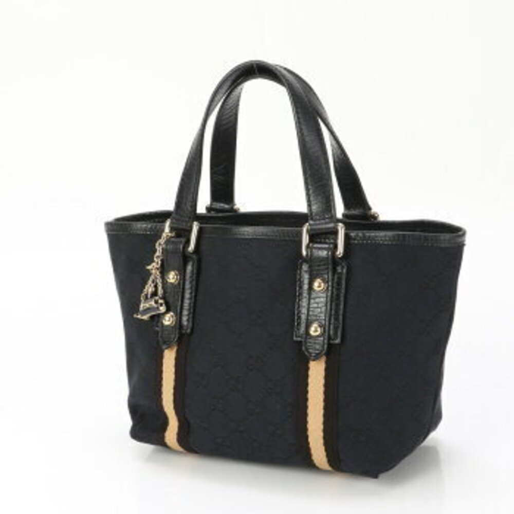 Gucci canvas GG ERE shoulder black bag tote handbag leather